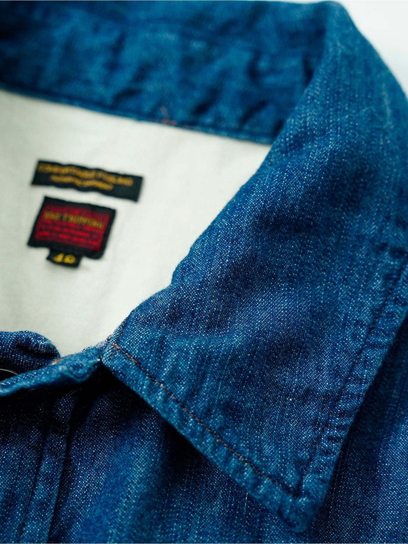 【予約品 11月9日(月) 締切】MILITARYSHIRT Denim / デニムミリタリーシャツ / インディゴ×金茶ステッチ