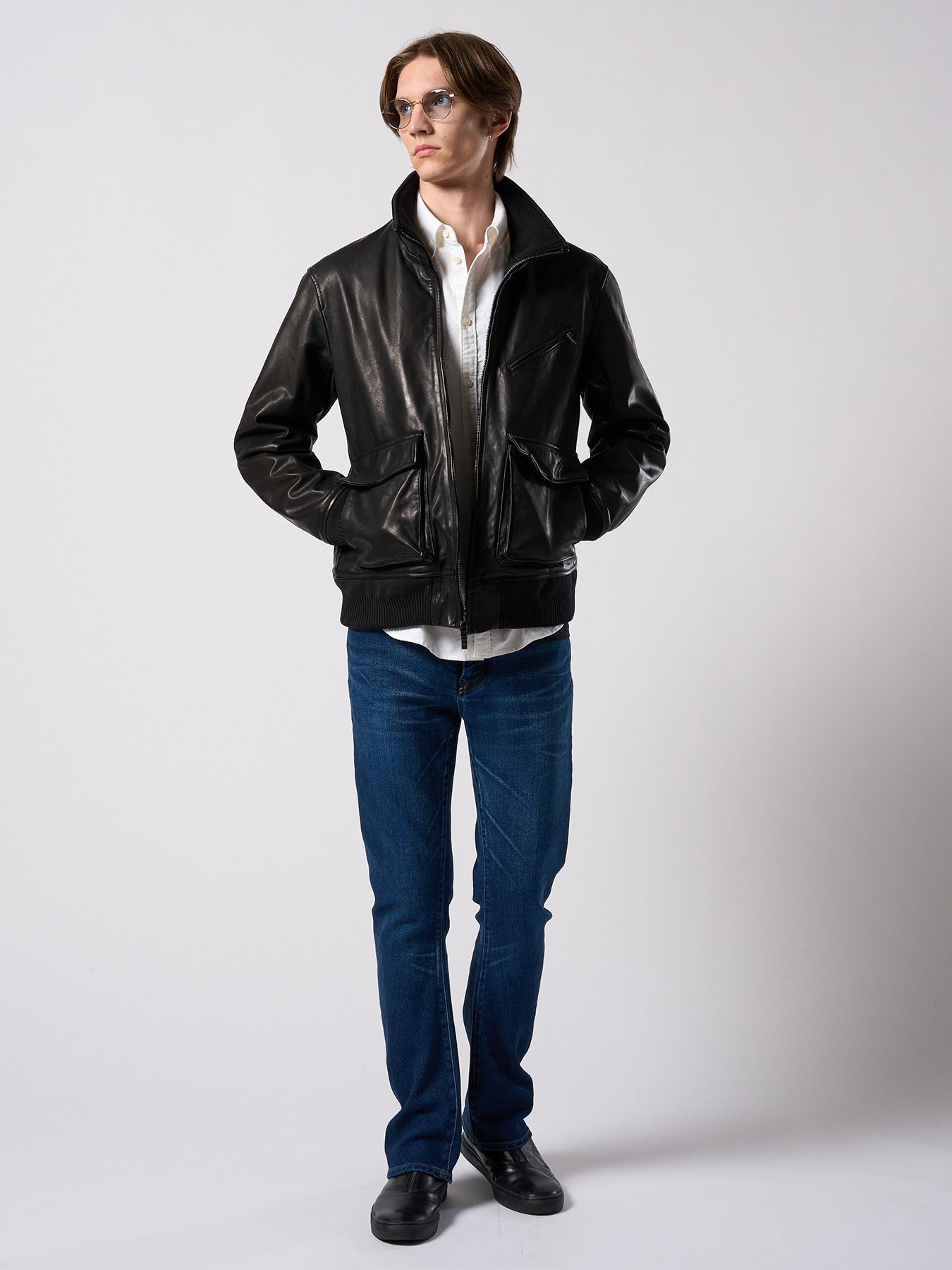 【予約品 4月19日(日) 18時締切】leather rib jersey type A-2 / A-2タイプ レザーリブジャージー / ブラック