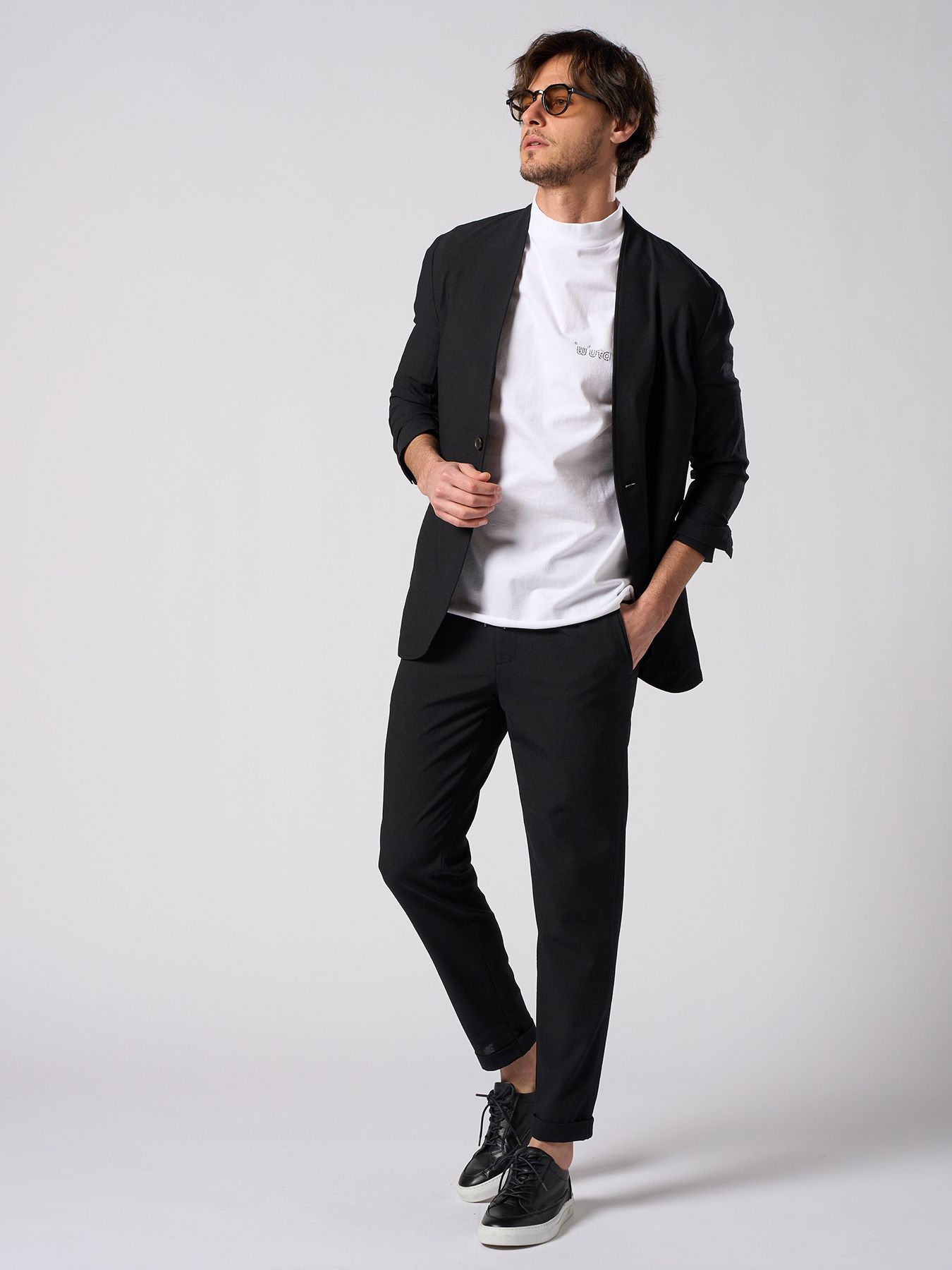 【予約品 1月25日(日) 締切】muta × wjk collection：cut-off mock S/S (printed) / カットオフ モックネック ショートスリーブ / ホワイト