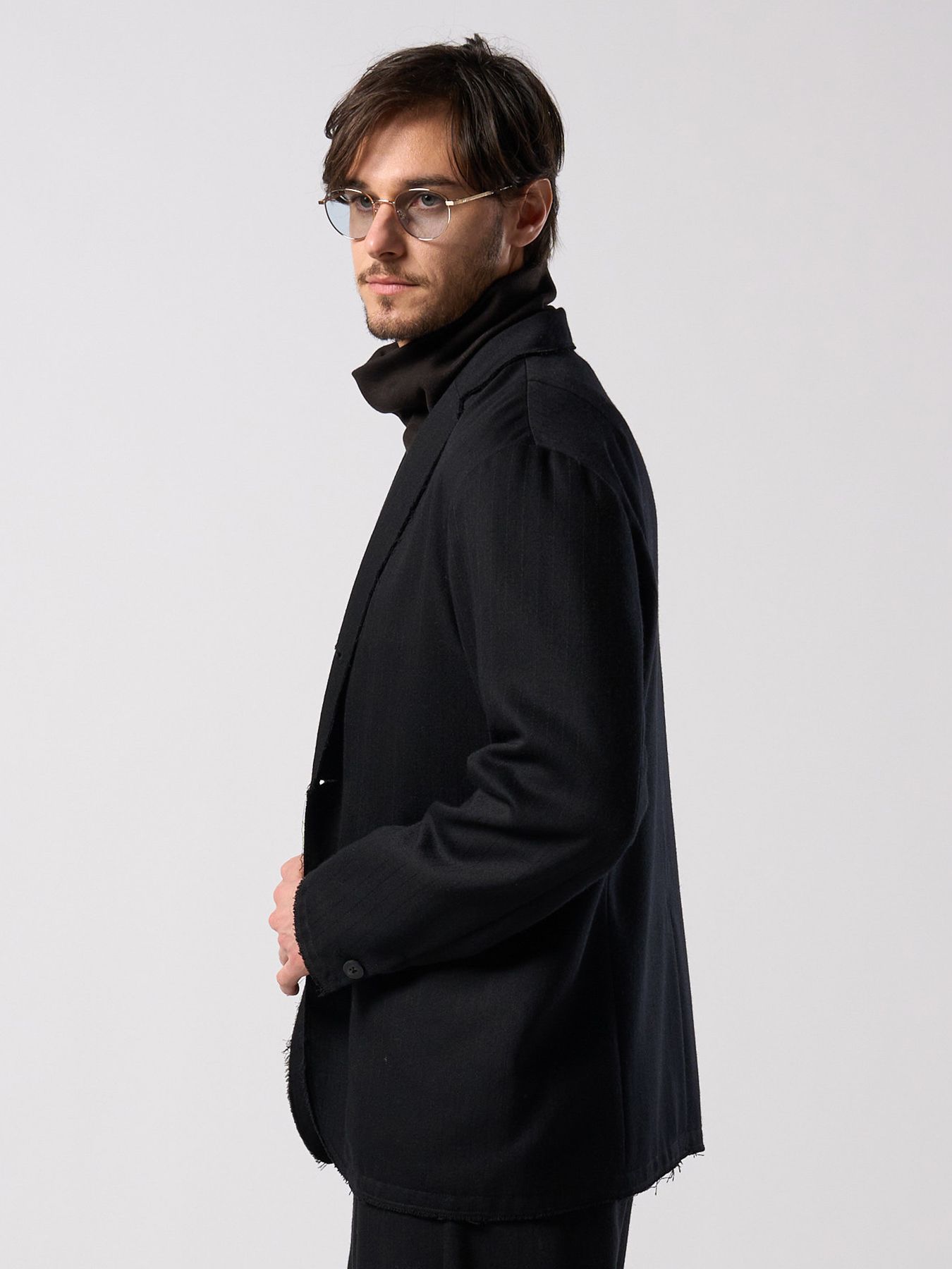 【予約品 4月19日(日) 18時締切】venetian stripe single jacket / ヴェネツィアン ストライプ シングルジャケット / ブラック