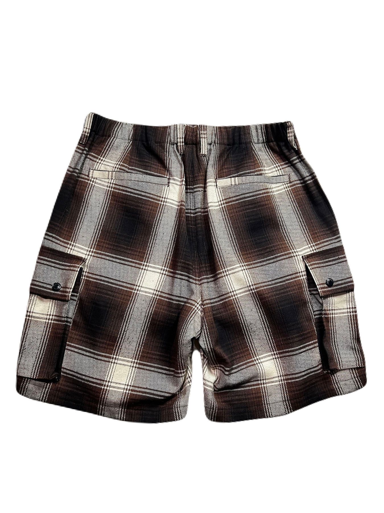 【予約品 8月10日(日) 締切 】SILK CHECK SHORTS / シルクチェックショーツ / ブラウン