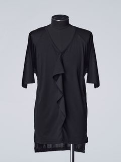 《予約品》 ViscoseOrganicFrillVDolmanT-Shirt / Tシャツ  / ブラック 【THE ONENESS】 5月中入荷予定