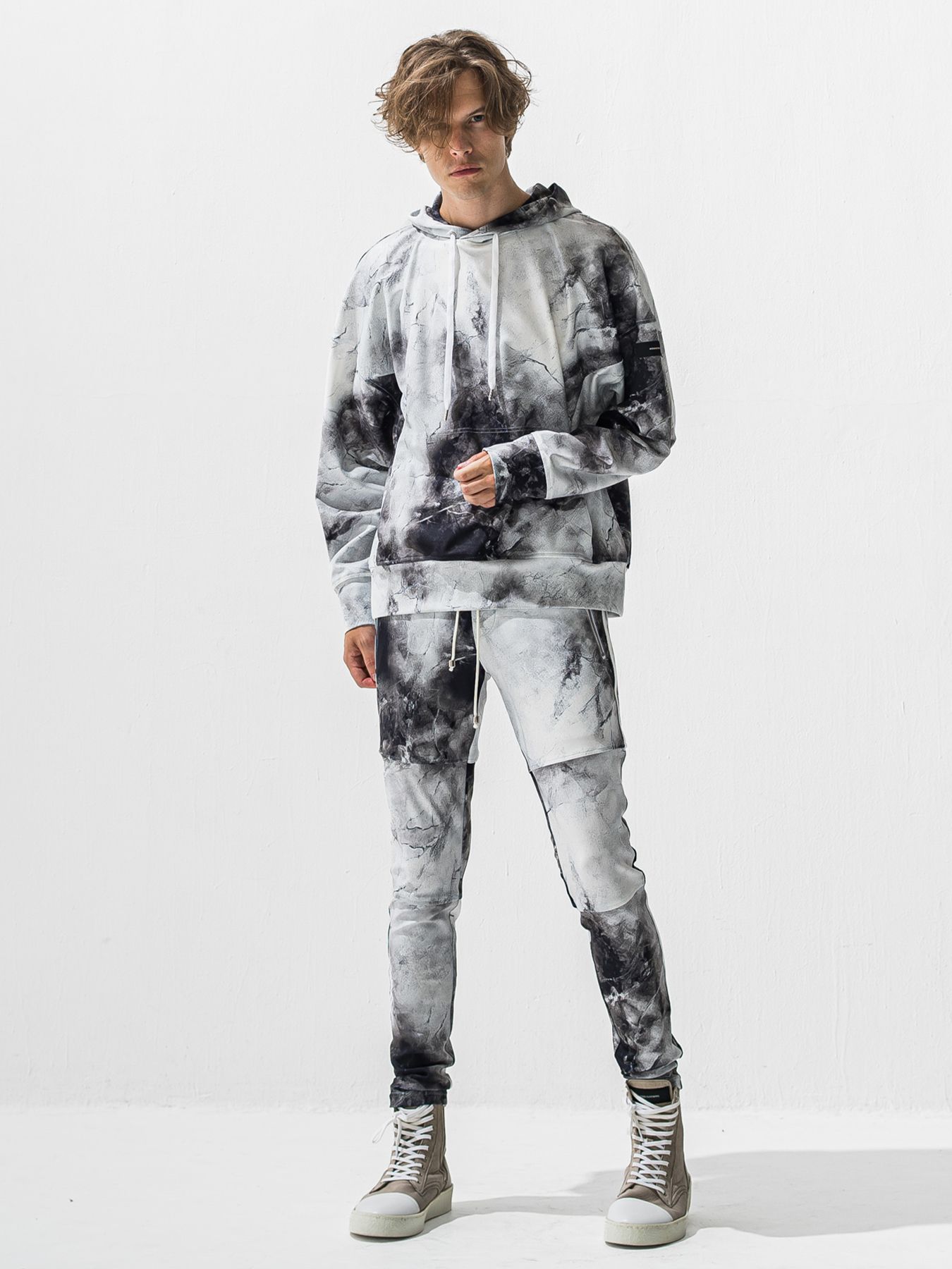 【予約品 9月6日(日) 締切】OVER HOODIE / トリコット オーバーパーカー / マーブルホワイト
