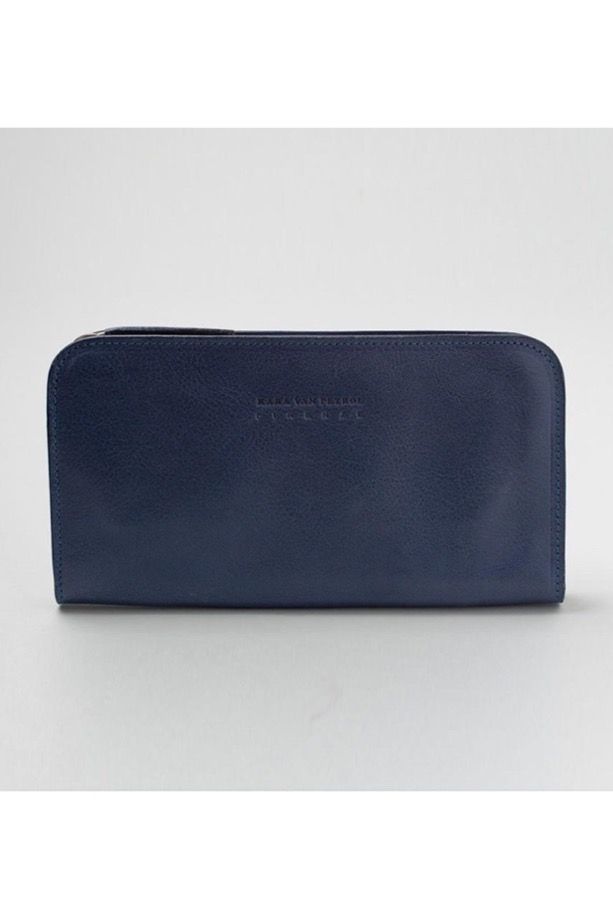 ハーフジップ長財布 DAVIS / Navy 【KARA VAN PETROL】 イタリア製
