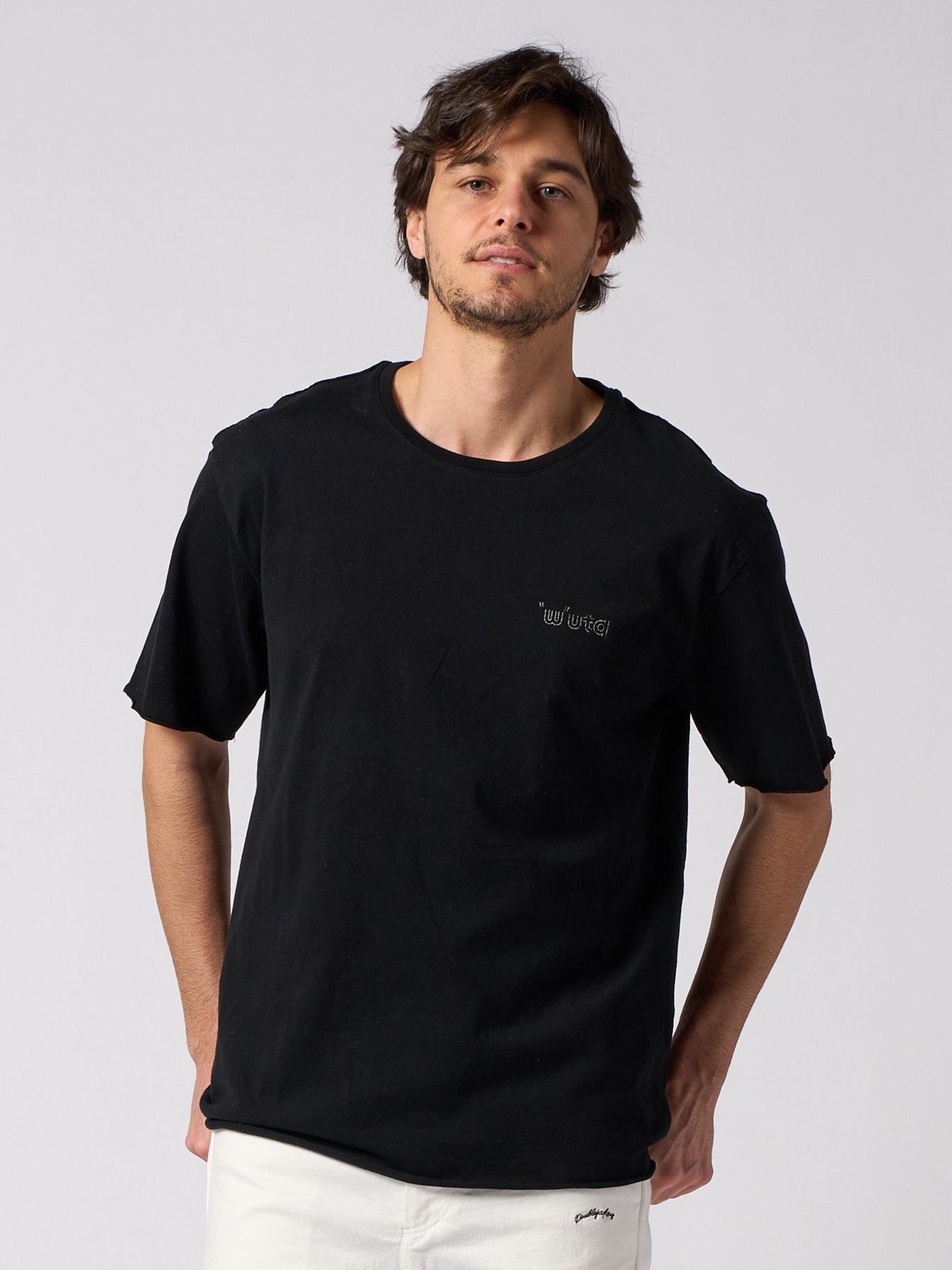 【予約品 1月25日(日) 締切】muta × wjk collection：cut-off S/S (printed) / カットオフ ショートスリーブ / ディープブラック