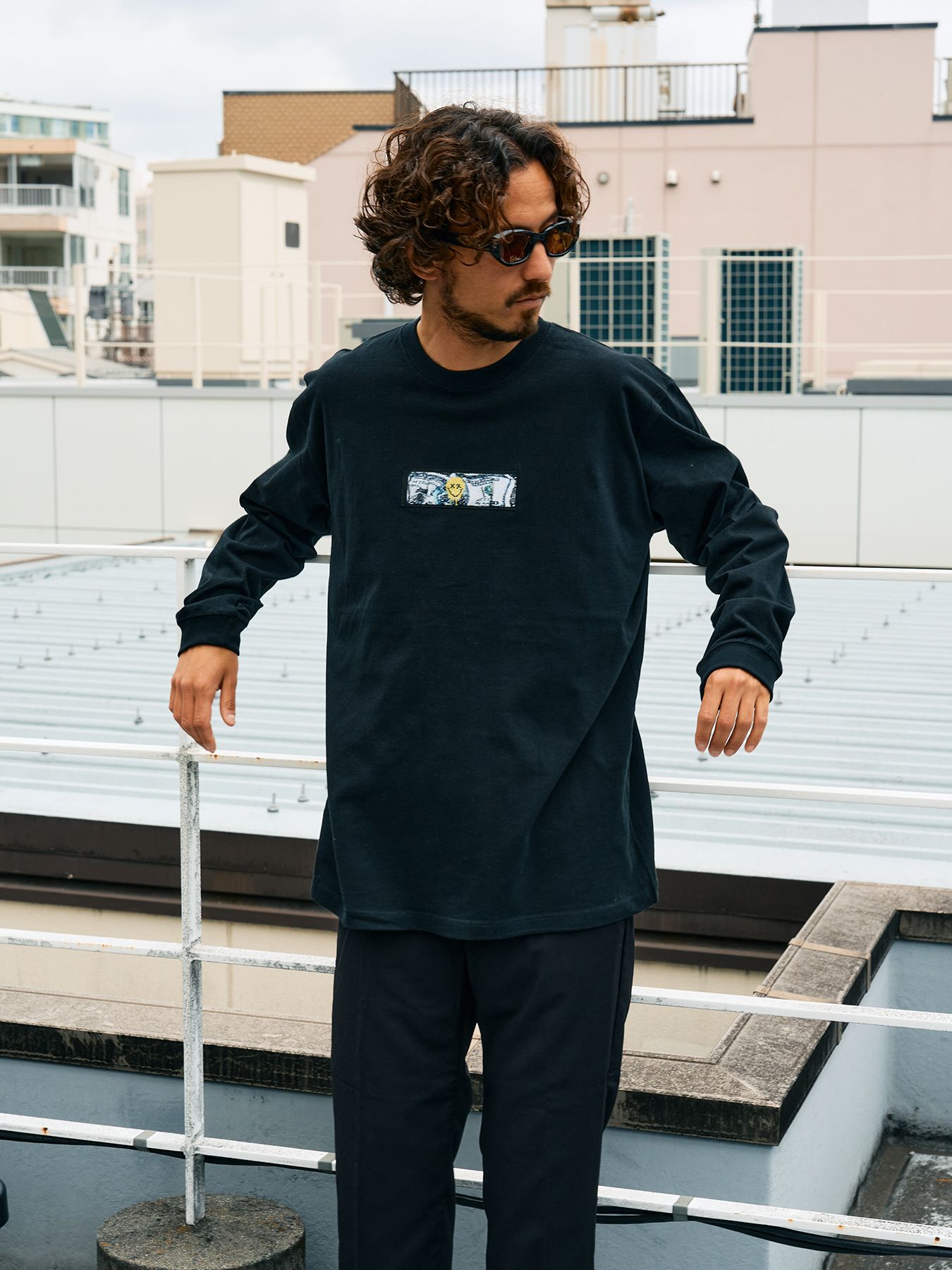 5.6ozコットン天竺 YOU GOT THIS シークインLS Tシャツ / ブラック