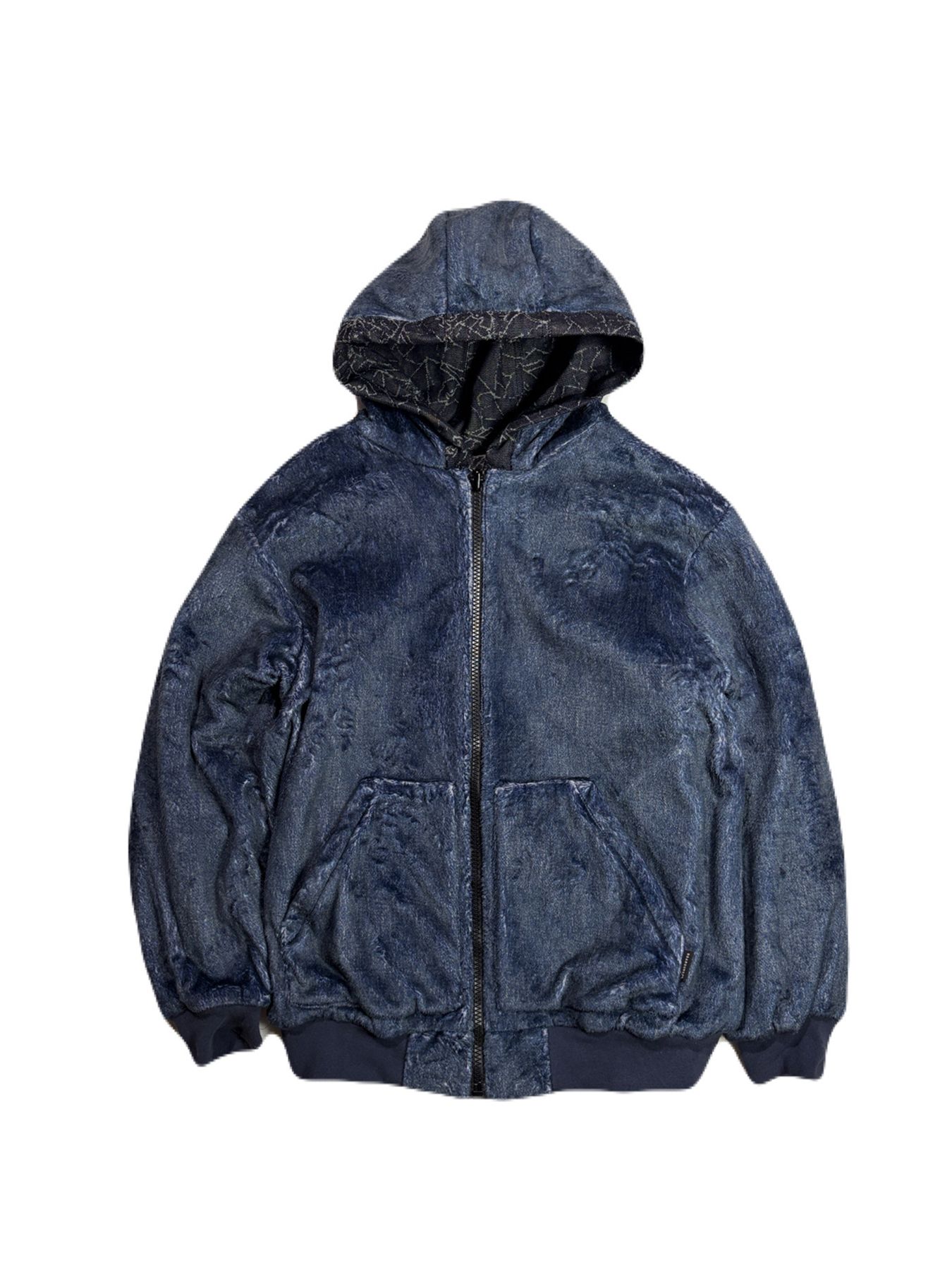 【予約品 3月9日(月) 18:00 締切】SPIDER JAQ HOODIE / リバーシブル スパイダー ジャガード ジップフーディ / ブルー