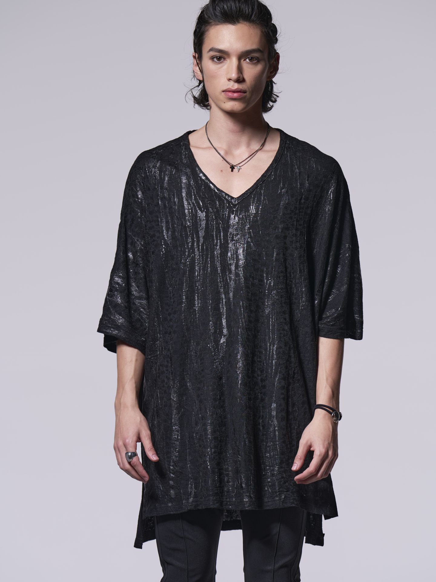《予約品》 Dolman V Neck T-Shirt / ドルマンVネックT / ブラックHAKU