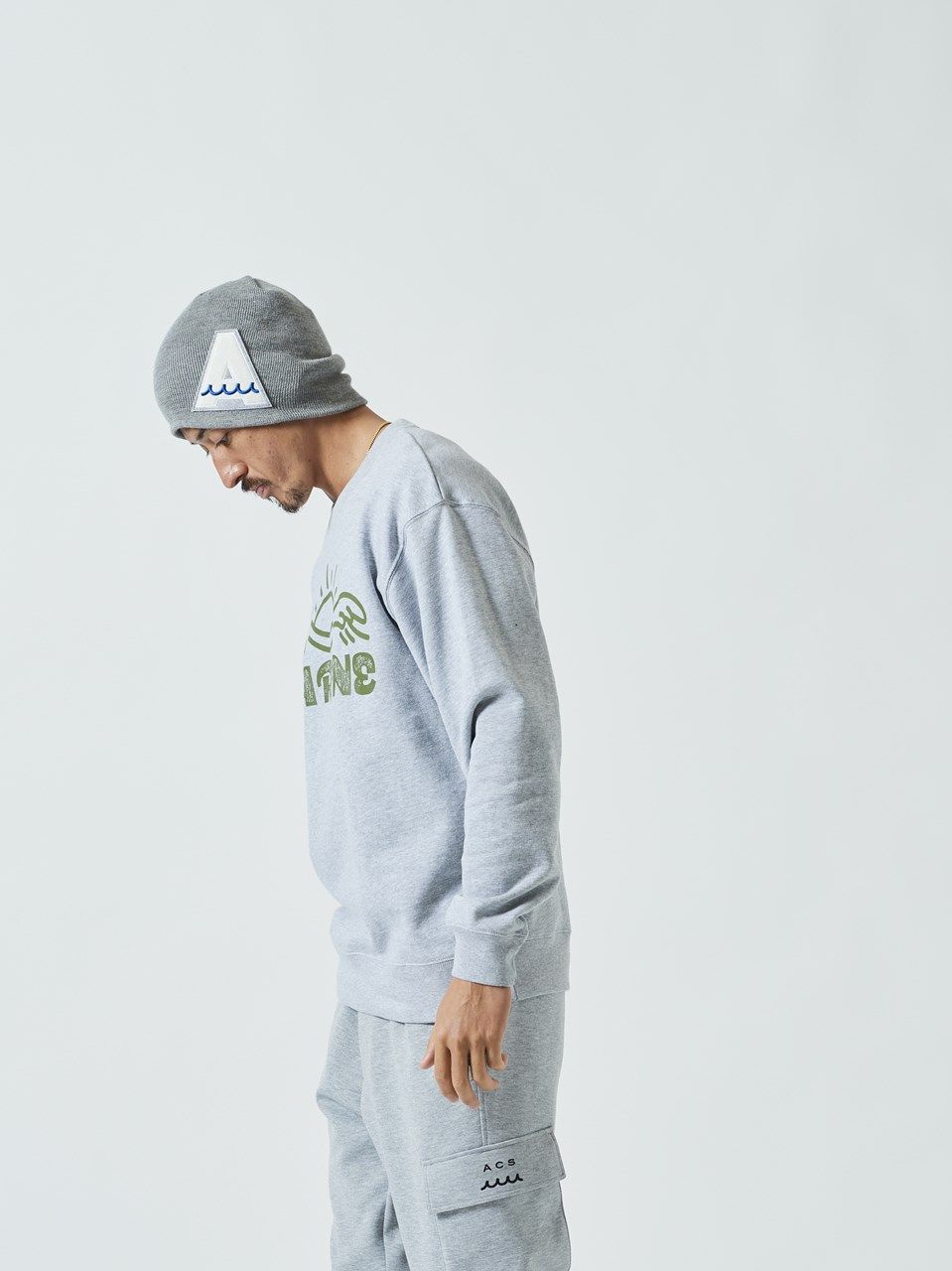 (予約品)  Trimming Pocket L/S Tee / Tシャツ / グレー 【Acanthus×muta】 8月下旬頃入荷予定