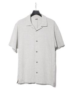 【予約品 10月12日(日) 締切】Softening Washed Rayon Cotton Linen H/S Open Collar Shirt / レーヨン コットン リネン 柔軟ワッシャー 半袖 開襟シャツ / ライトグレー