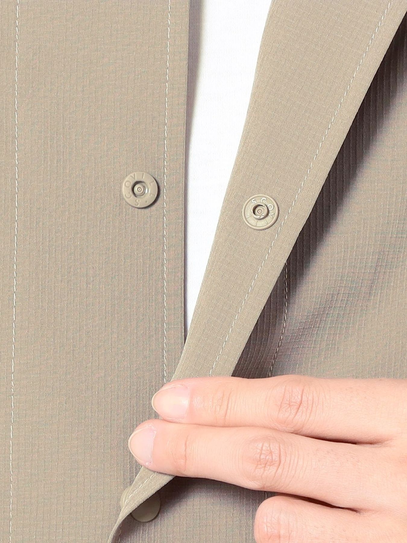 ストレッチリップ オープンカラーシャツ / ベージュ【Grand PARK NICOLE】