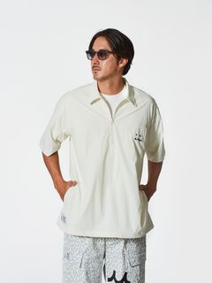 muta Half ZIP S/S Shirt / 撥水加工プルオーバーシャツ / ホワイト 【Acanthus×muta】