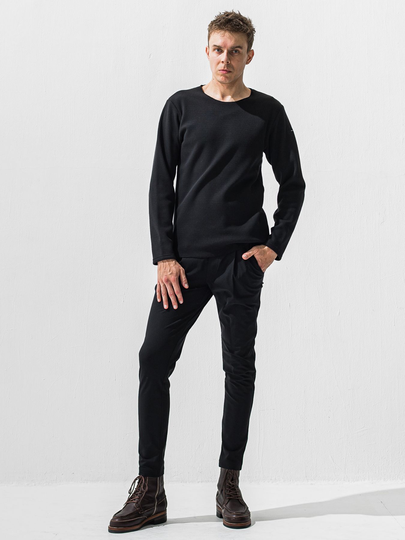 【予約品】CHRIS EASY HEAT TUCK PANTS / 裏起毛 ワンタックイージーパンツ / ブラック