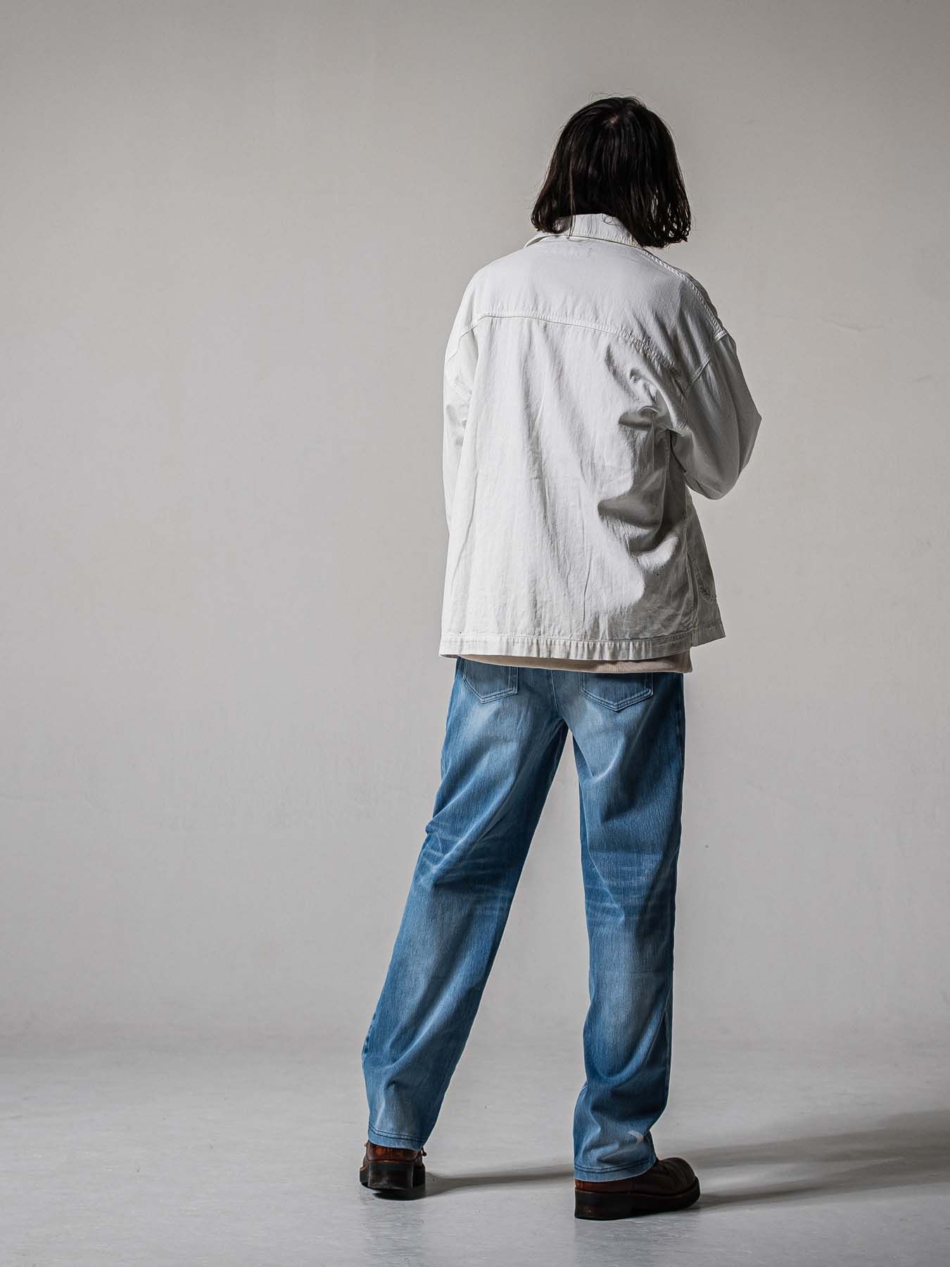 【予約品 11月16日(日) 締切】DENIM JERSEY WIDE PT / デニムジャージ セミワイドシルエット ワンタックイージーパンツ / ライトインディゴ