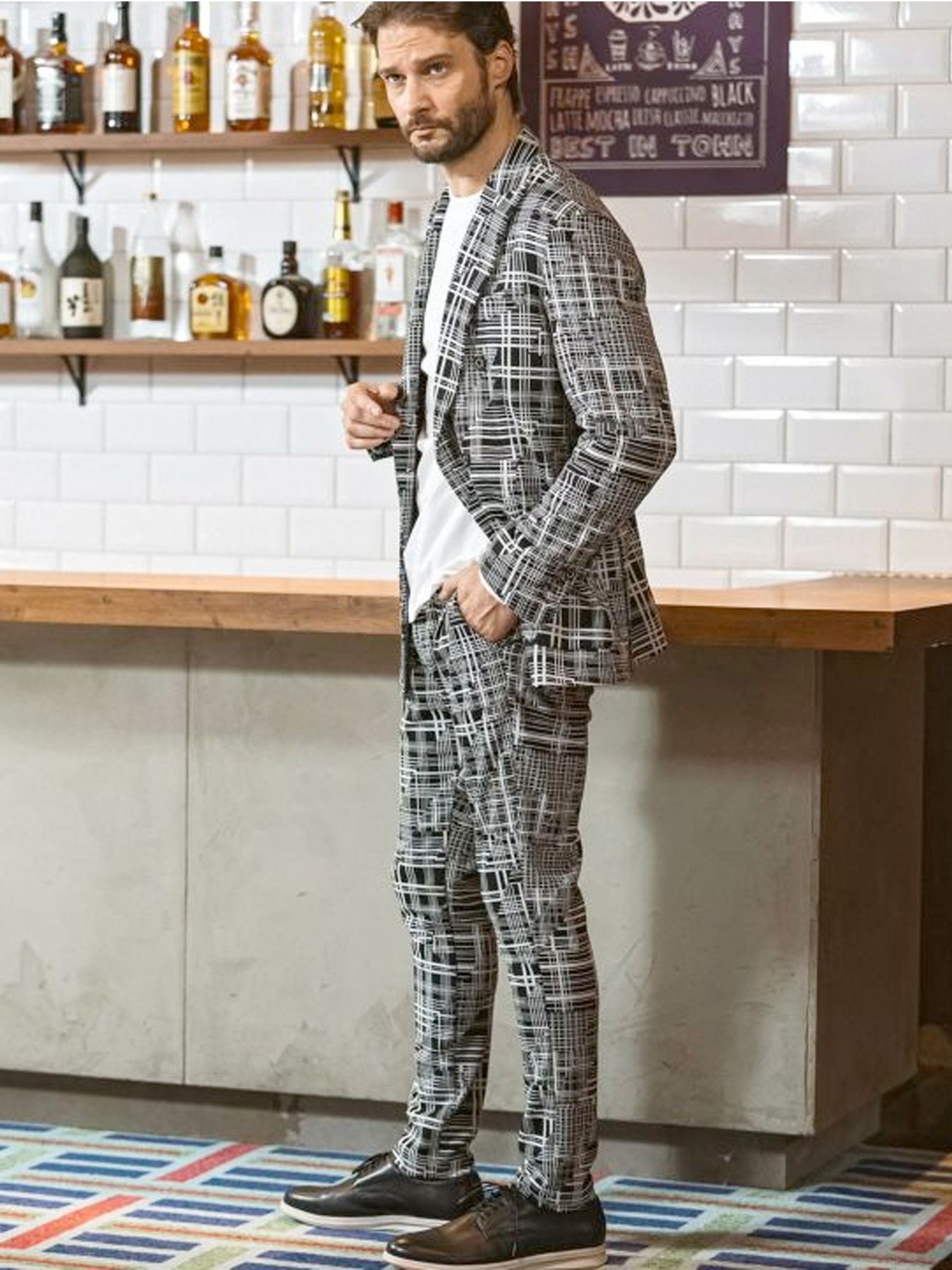 ジオメトリックダブルジャケット / ブラック