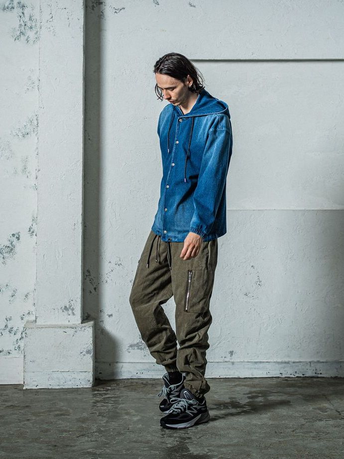 《予約11月17日19時締め》 DENIM JERSEY  coach hoodie / ジャケットパーカー / ダークインディゴ
