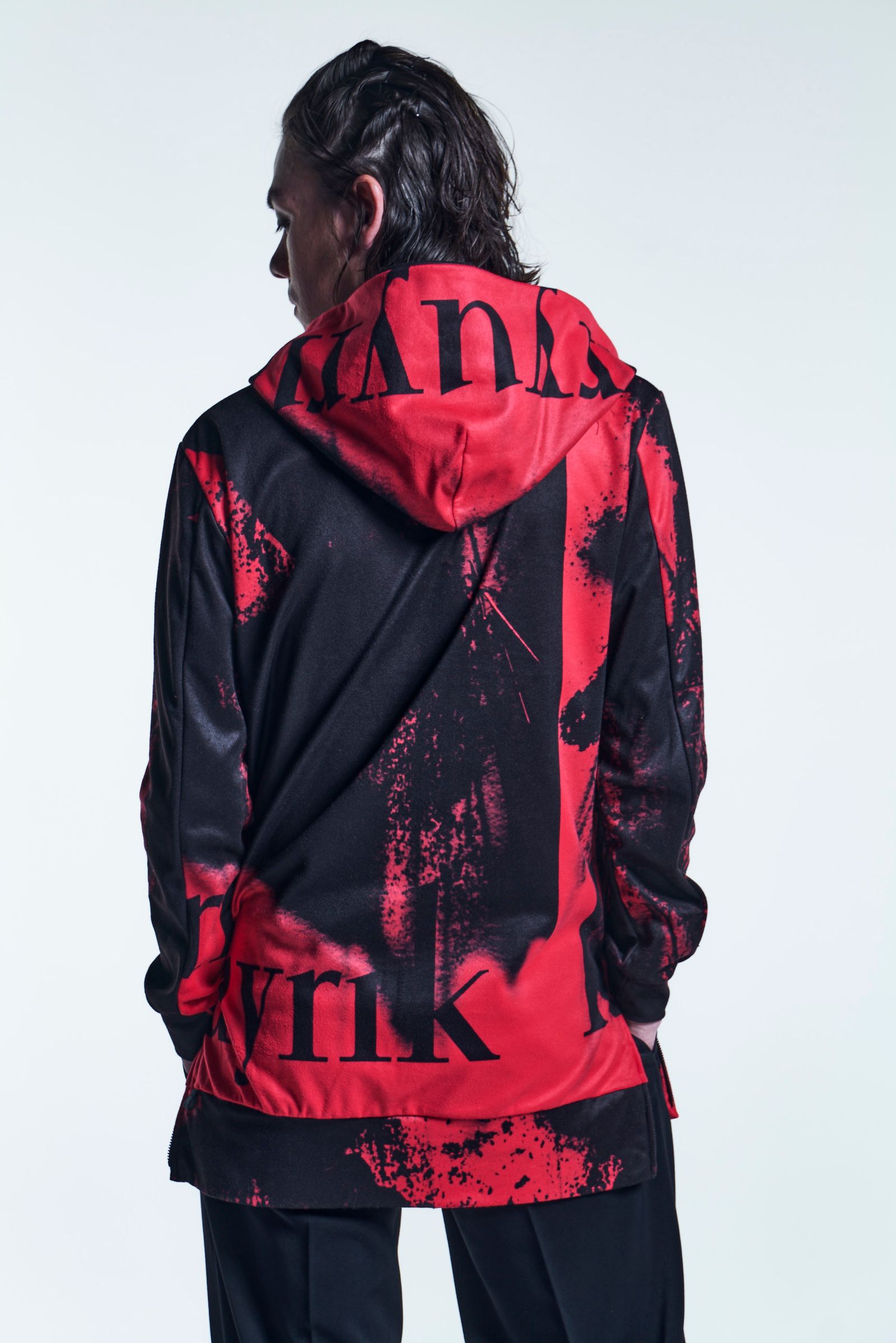 ZippHoodie InkJetFleece / Black&Red 【kiryuyrik】