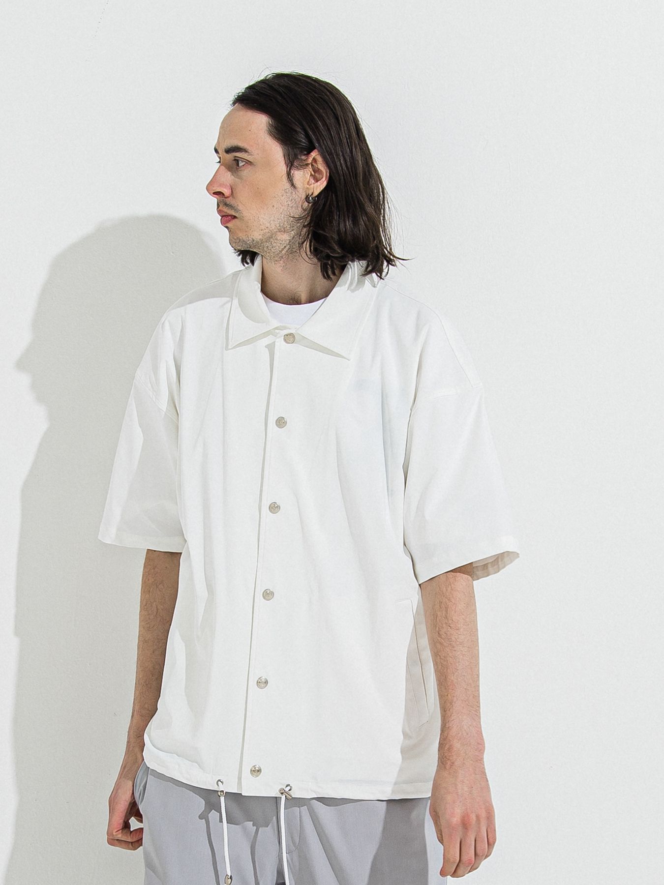【予約品 】NYLON HALF COACH JACKET / ナイロンハーフコーチジャケット / ホワイト