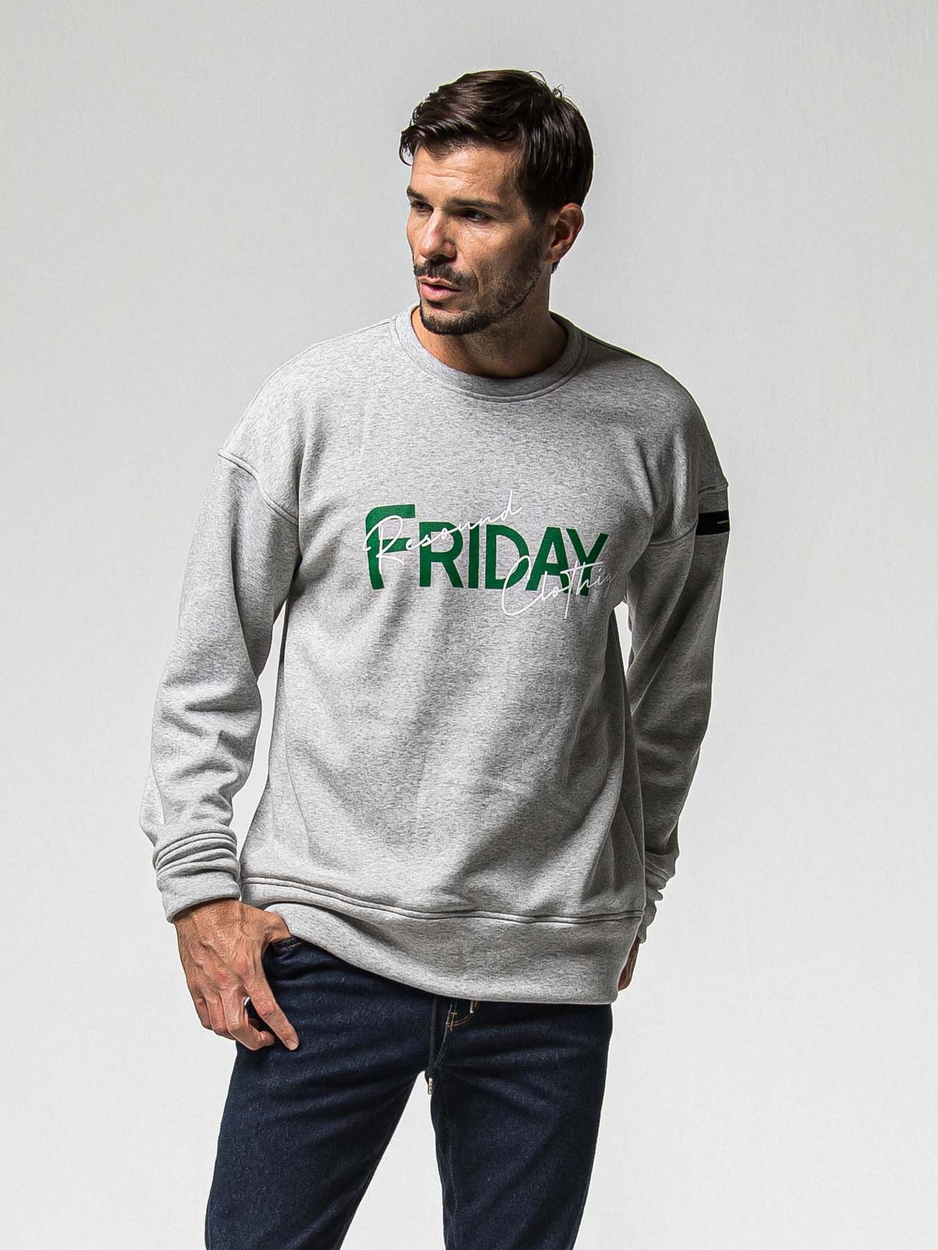 【予約品 8月31日(日) 締切】FRIDAY OLD LOGO VEROURS FLEECE TRAINER / FRIDAYコラボ オールドロゴ ベロアフリース トレーナー / グレー