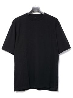 【予約品 9月27日(日) 締切】30/-ナチュラルソフト天竺 クルーネック ハーフスリーブ ワイドTシャツ / BLACK