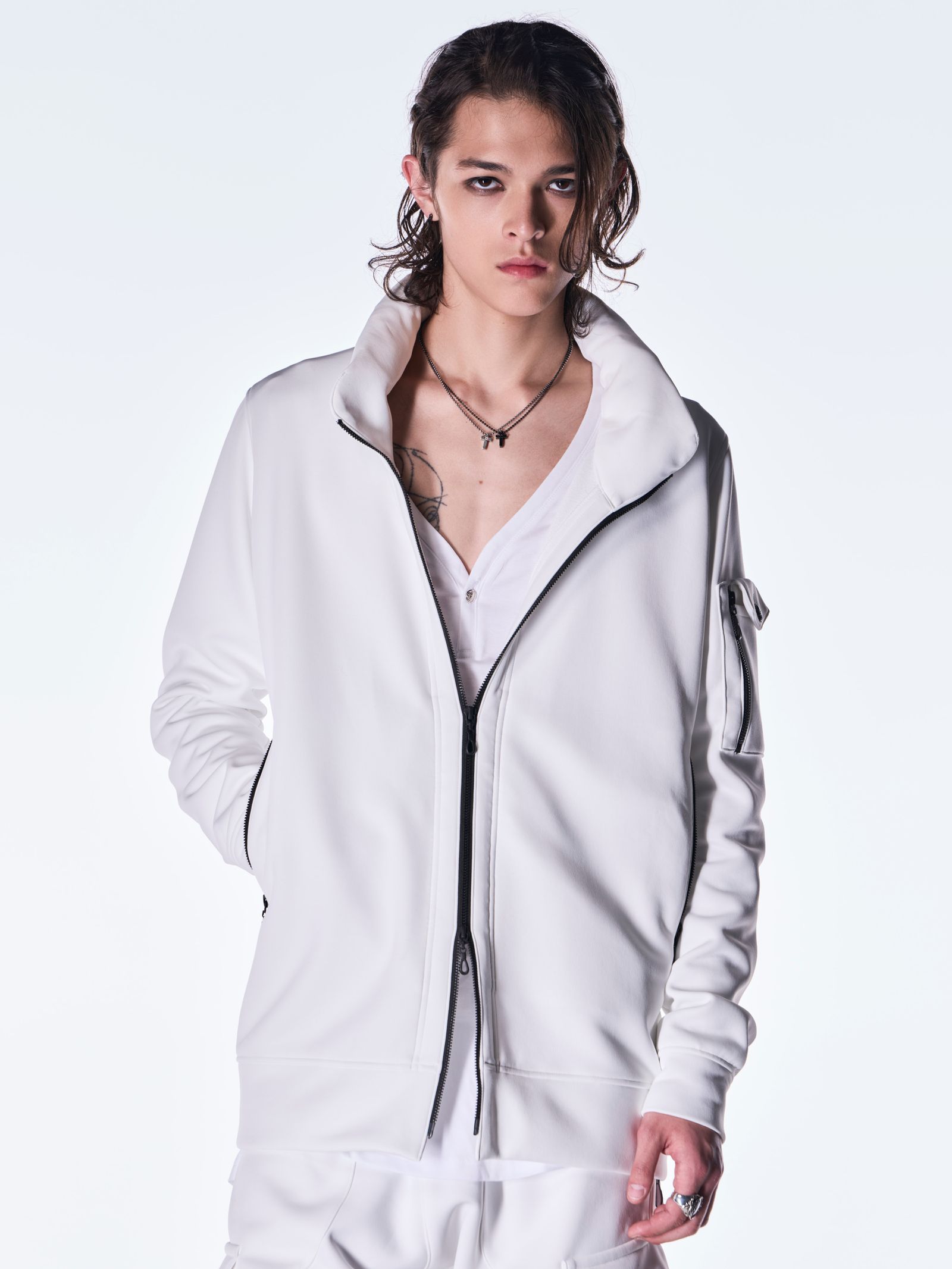 【予約品 6月29日(月) 締切】Double Knit Jersey Stand Collar Blouson / スタンドカラー ブルゾン / ホワイト