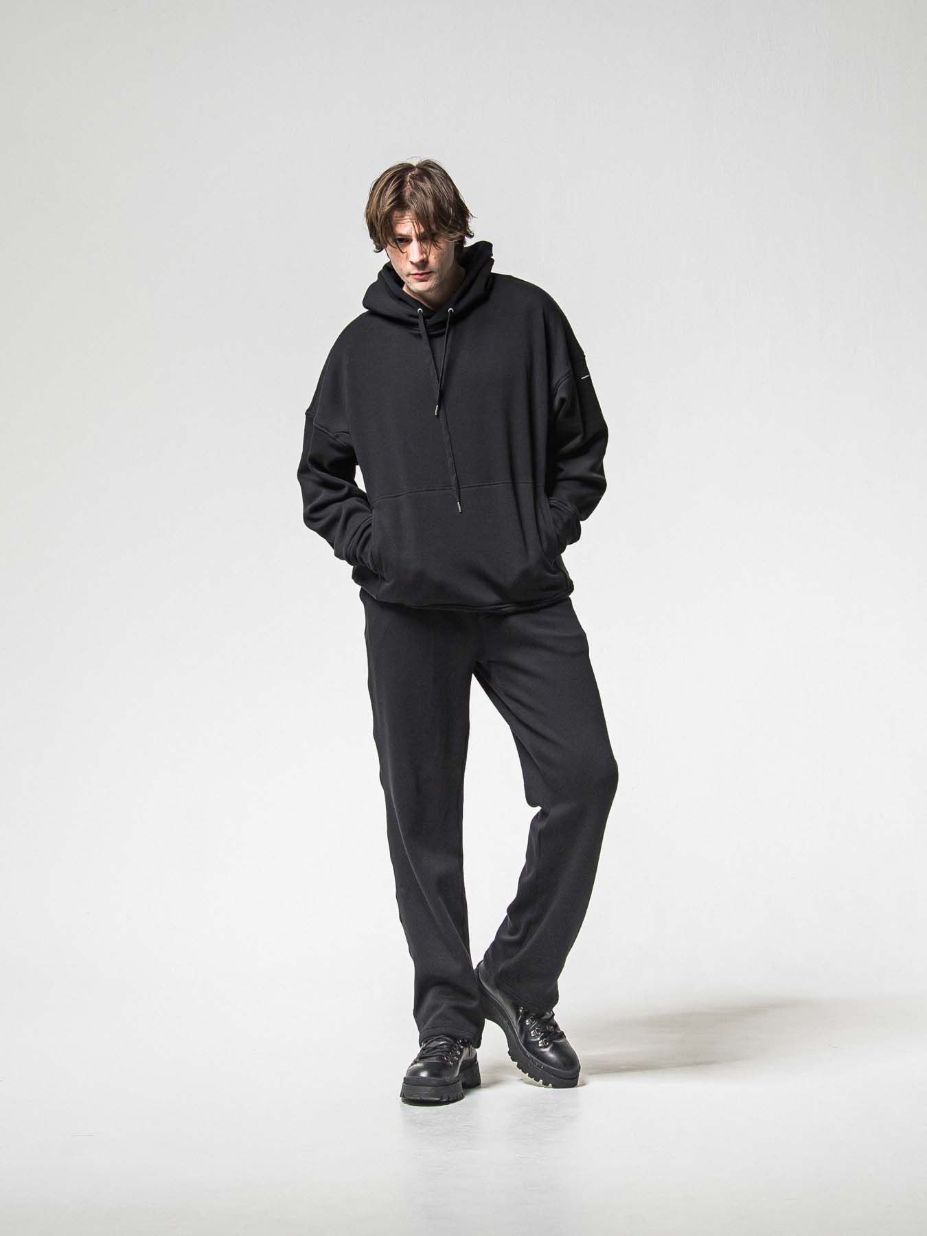 【予約品 8月31日(日) 締切】 VELOURS FLEECE WIDE TUCK PANTS / ベロアフリース ワイドタックパンツ / ブラック