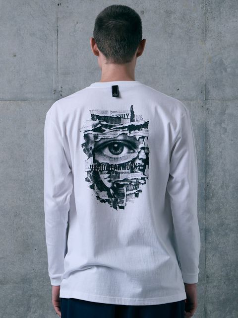OBSERVER LST / プリント ロングスリーブTシャツ / WHITE