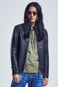 【予約品】 地生オイルカーフ "SLATER" シングルライダースジャケット / BLACK 【STRUM】 《2月上~2月中 入荷予定》