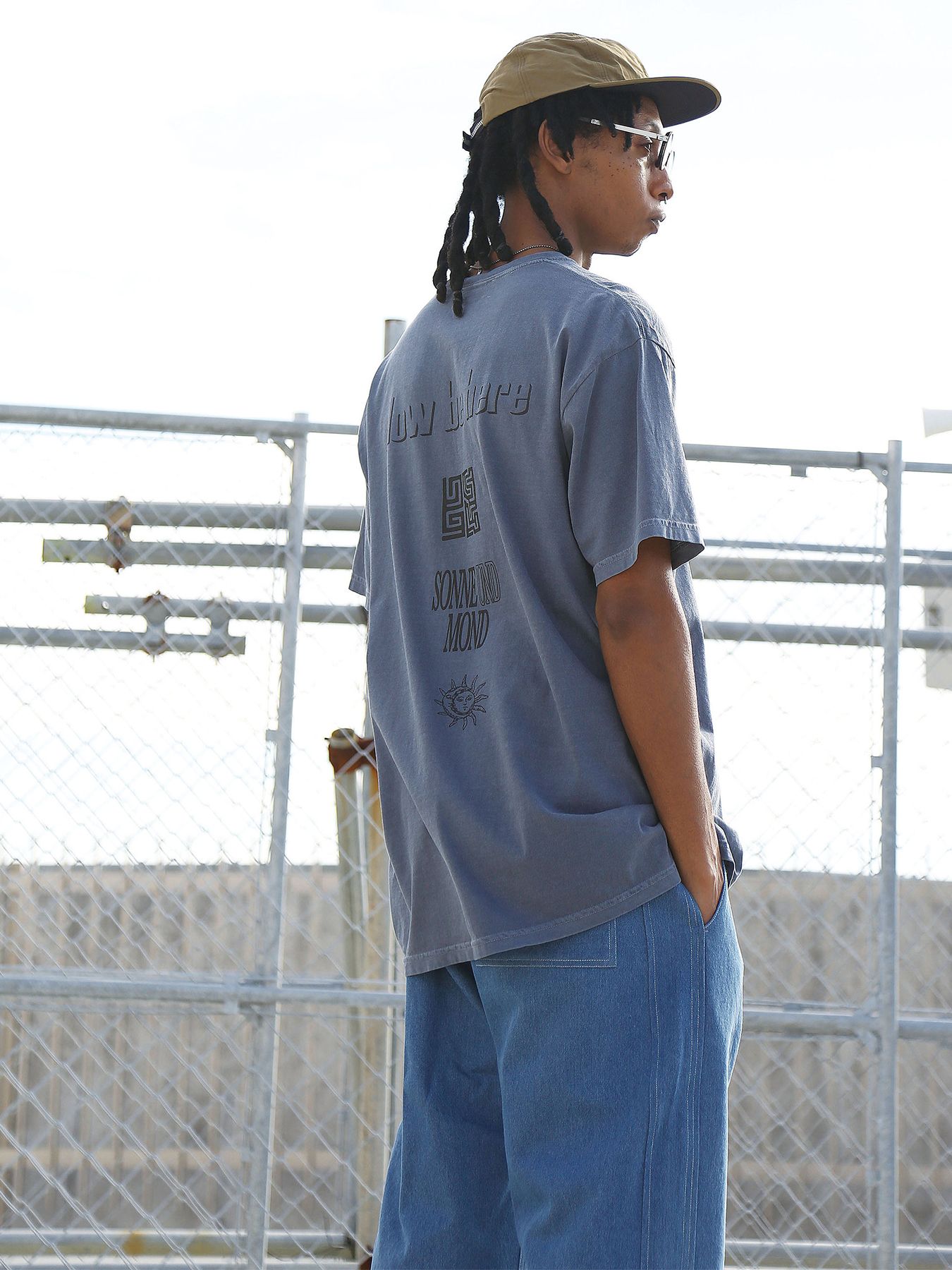 DENIM-MESH PANTS / アイスブルー【QUOLT】