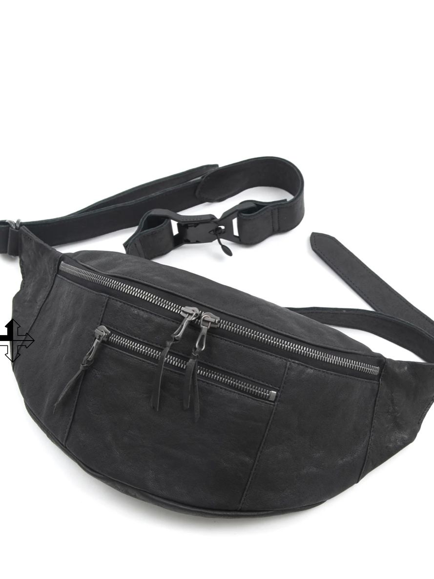 Pit Vegetable Full Tanned Shrinked Horsehide Body Bag / フルタンニン ピット鞣し シュリンク ホース ハイド ボディー バッグ / HIGH THROTTLE / ブラック
