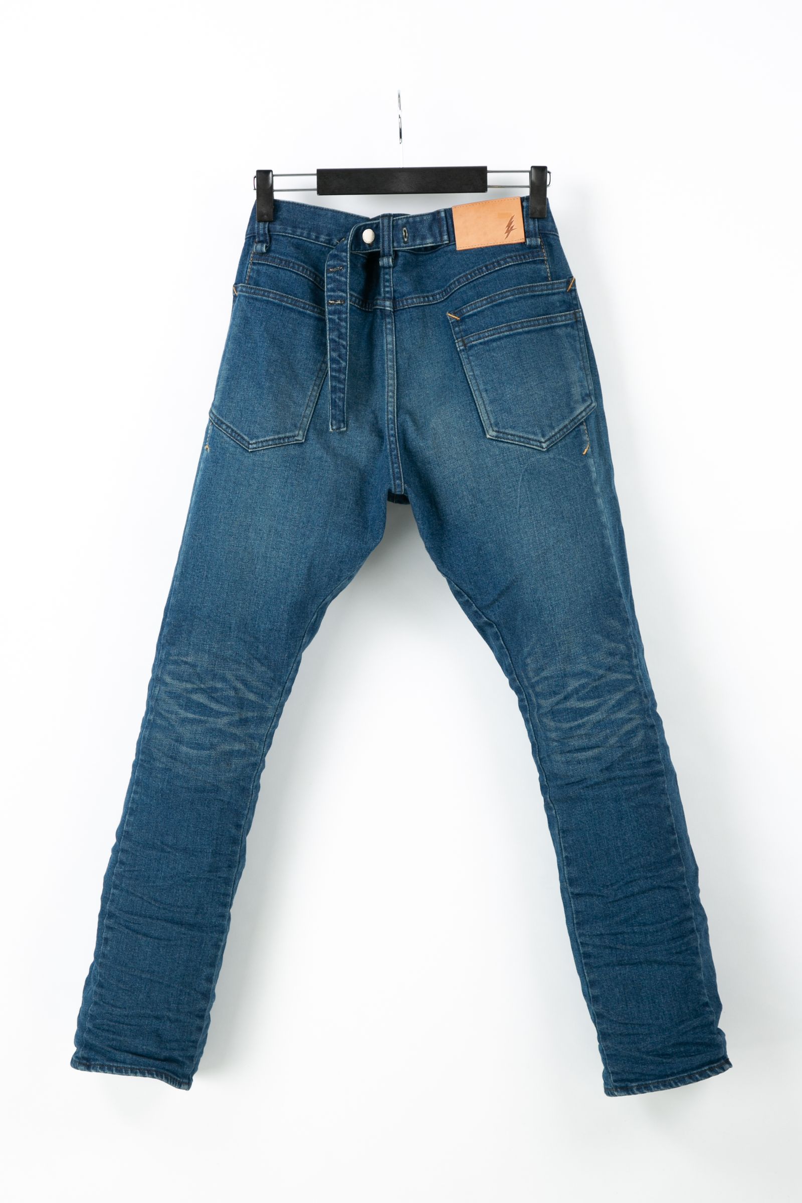 12.5oz オーガニックコットン ストレッチデニム ボックスワイドストレート ユーズド加工 / INDIGO 【STRUM】