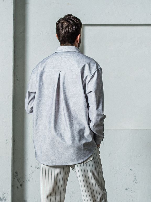 NYLON jack shirts / ナイロンシャツ / ペイズリーグレー