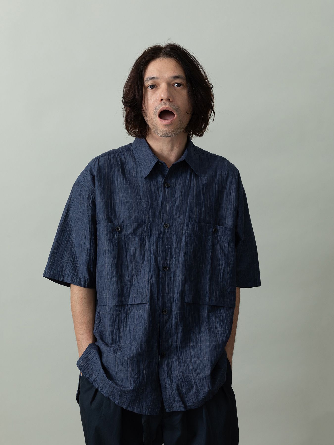【予約品 2月1日(日) 締切】WAVEWASHER SHIRTS / ワッシャー加工シャツ / ネイビーチェック