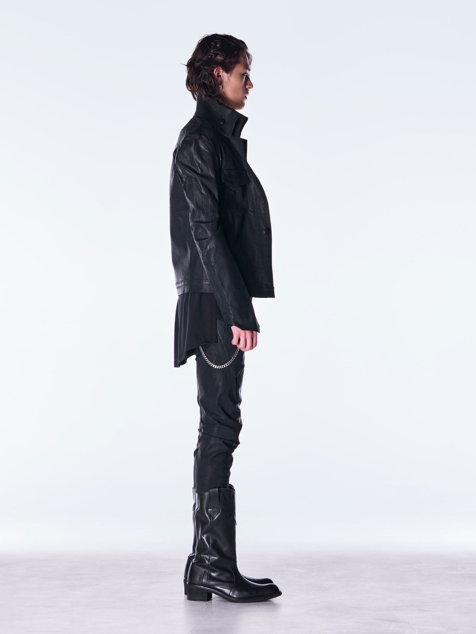 【予約品 6月29日(月) 締切】Coating Denim Curve Pants / コーティング デニム カーブパンツ / ブラック