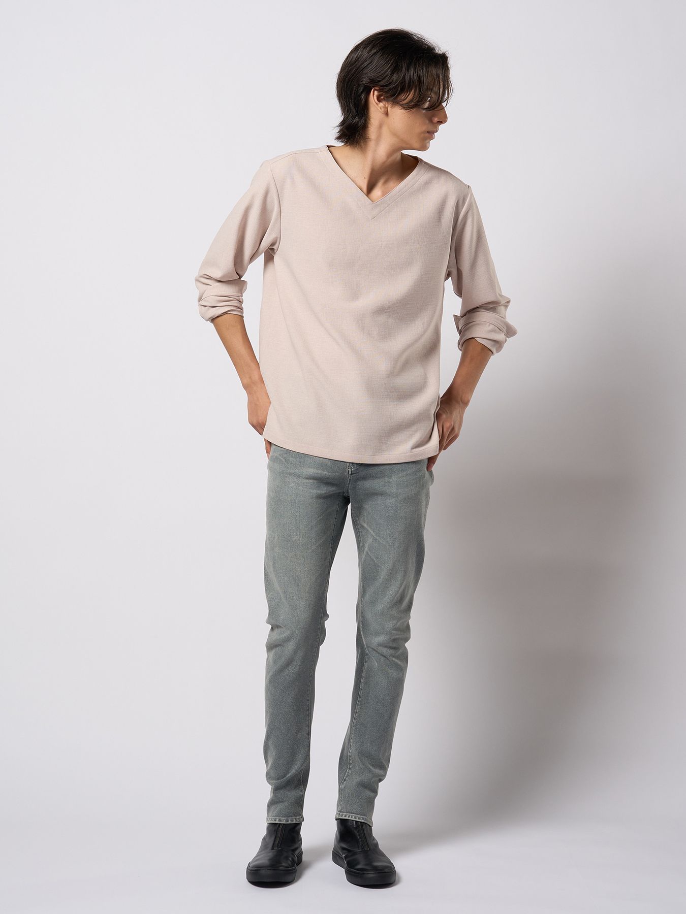 【予約品 9月23日(火) 締切】boat V-neck pullover shirt / ボートVネック プルオーバーシャツ / ナチュラル