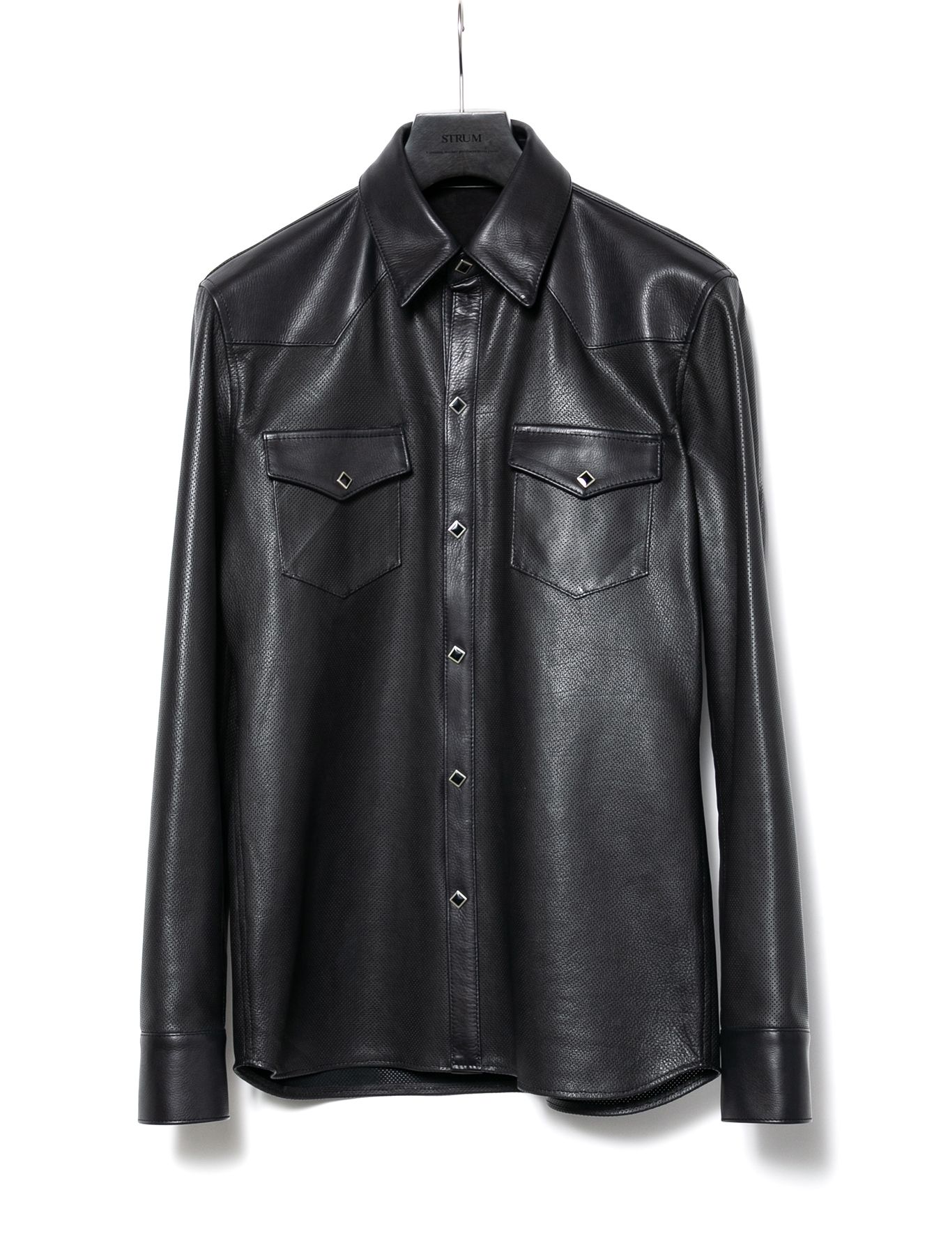 【予約品 10月12日(日) 締切】Hole-Punched Oil Calfskin Western Shirts / パンチング オイルカーフ ウエスタンシャツ / BUCKSHOT