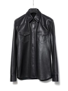 【予約品 10月12日(日) 締切】Hole-Punched Oil Calfskin Western Shirts / パンチング オイルカーフ ウエスタンシャツ / BUCKSHOT