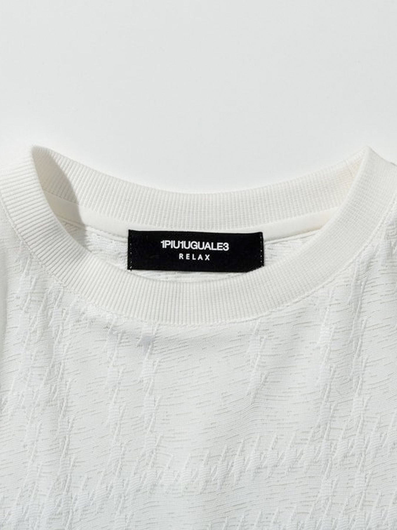 RANDOM HOUNDSTOOTH JACQUARD T-SHIRT / ホワイト【1PIU1UGUALE3 RELAX 】
