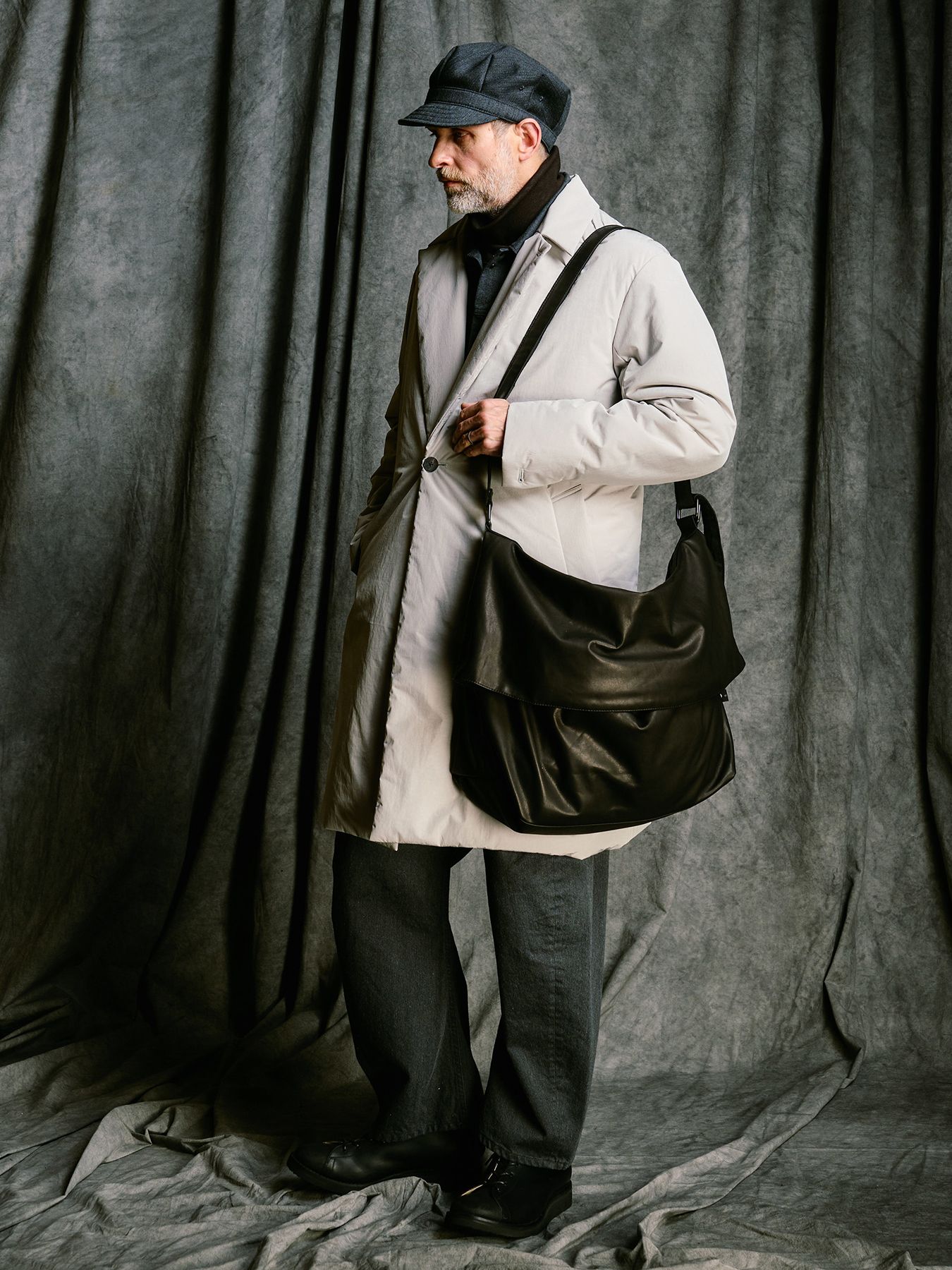 【予約品 4月19日(日) 18時締切】venetian stripe engineer cap / ヴェネツィアン ストライプ エンジニアキャップ / チャコール