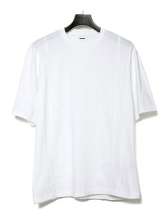 【予約品 9月27日(日) 締切】30/-ナチュラルソフト天竺 クルーネック ハーフスリーブ ワイドTシャツ / WHITE