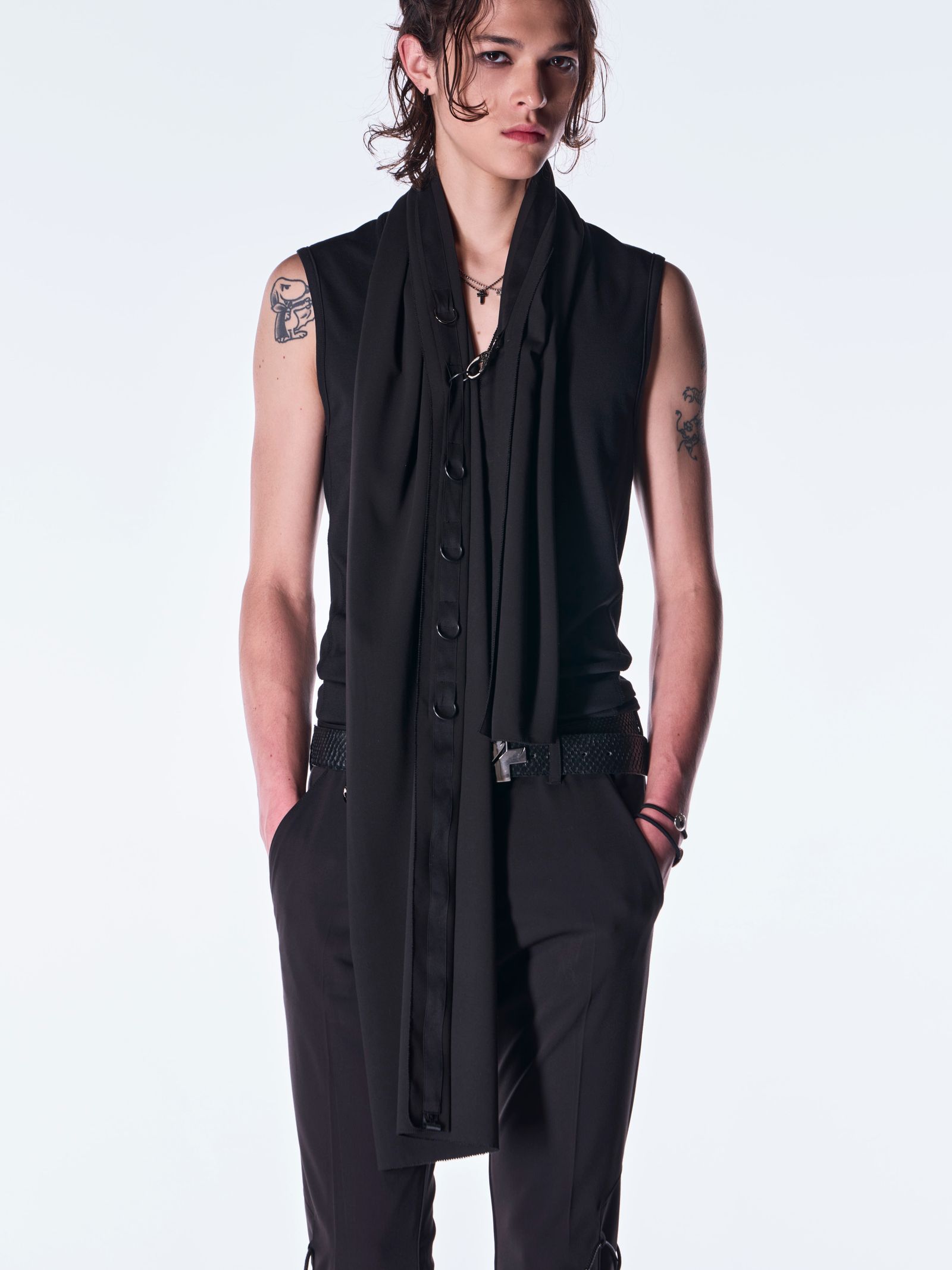 【予約品 6月29日(月) 締切】PE Gabardine Hip Hung Muffler / ヒップハング マフラー / ブラック