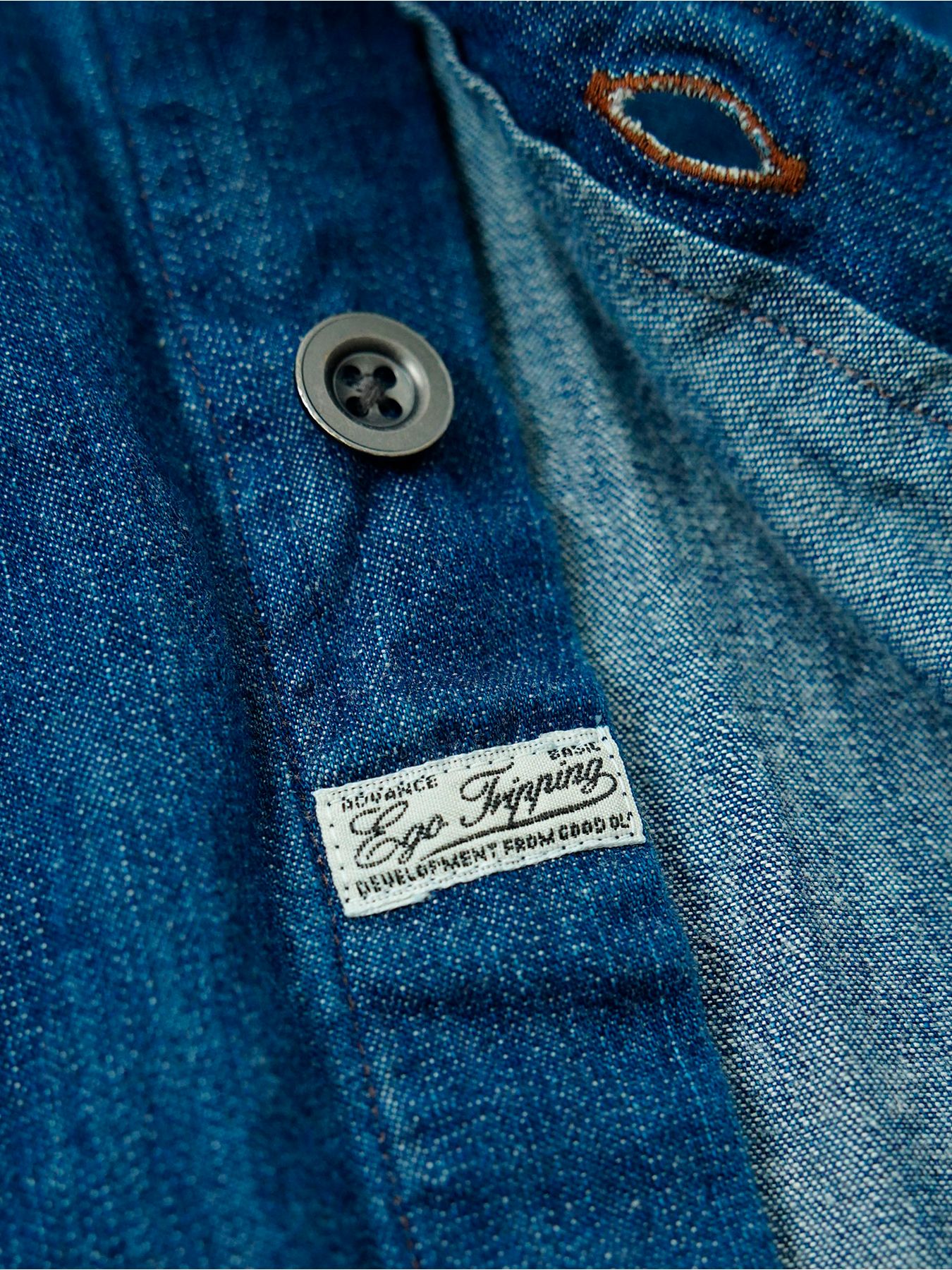 【予約品 11月9日(月) 締切】MILITARYSHIRT Denim / デニムミリタリーシャツ / インディゴ×金茶ステッチ