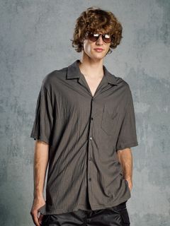 【予約品 1月25日(日) 締切】ex.comfy wool open collar shirt / サマーウール オープンカラーシャツ / スチールグレー