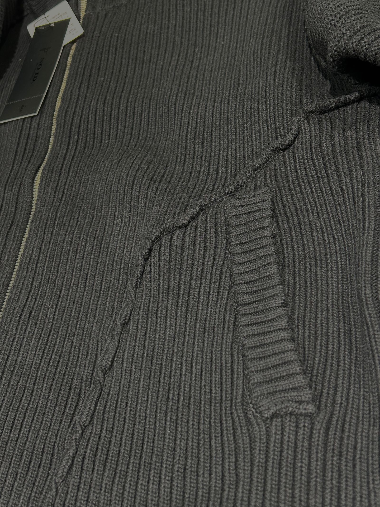 バイカーズニット ZIPカーディガン / ブラック【NO ID.】