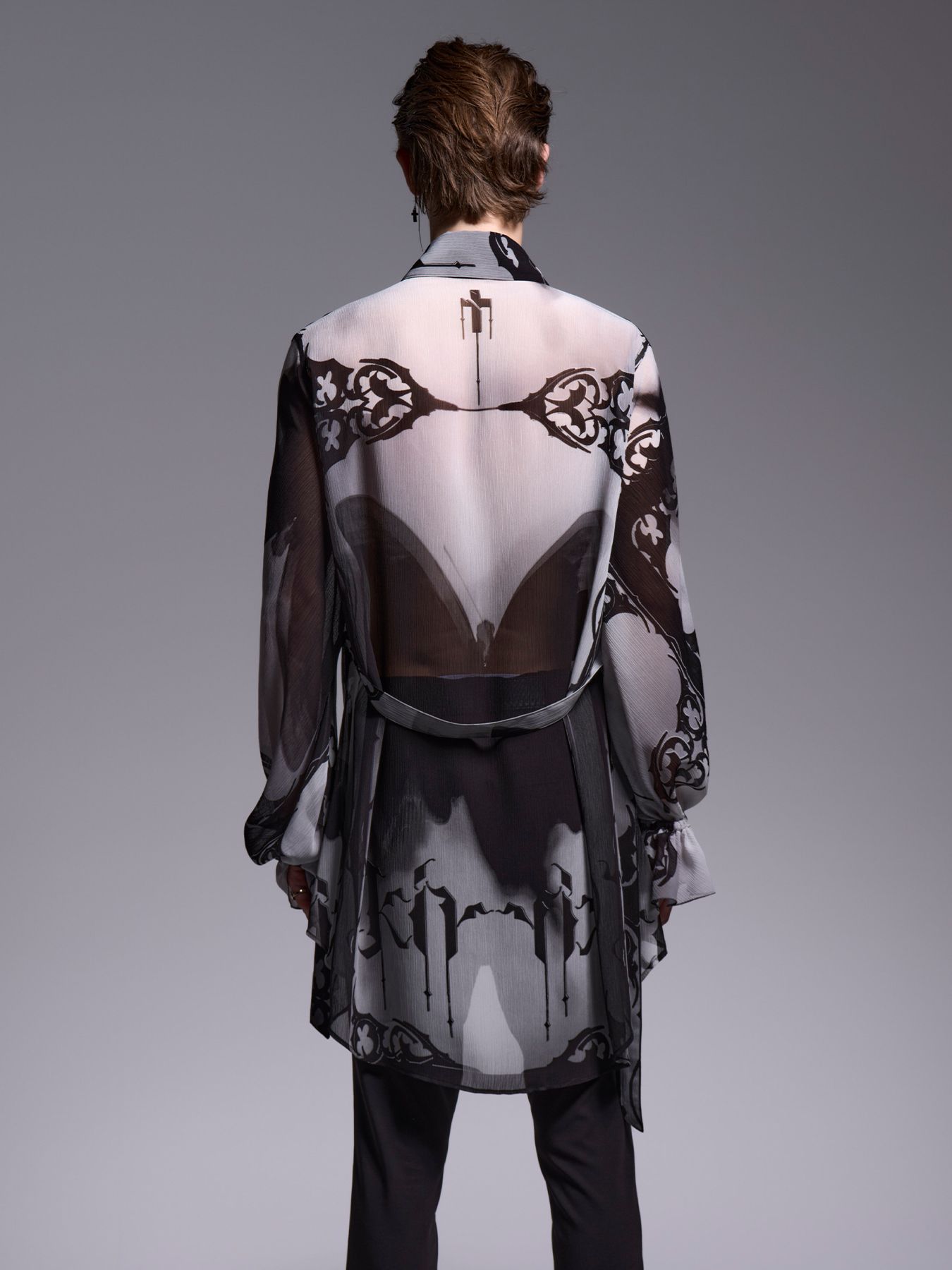 【予約品 1月4日(日) 締切】Gather Sleeve Shirt / ギャザースリーブシャツ / ブラック&グレー