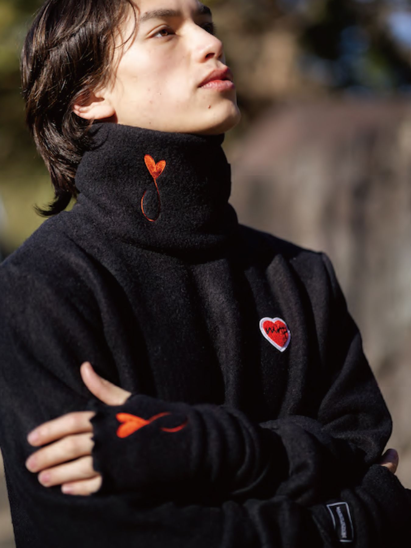 アームウォーマー Tiphanieブラック×レッド メゾンオノレ パリMAISON HONORE PARIS