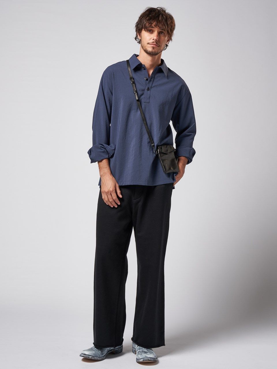 《予約品》 wide sweat slacks pants / ワイドスラックス / ブラック