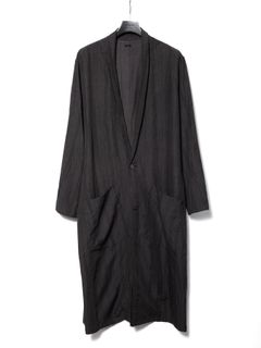 【予約品 10月12日(日) 締切】Rayon Cotton Linen Stripe Long Gown / レーヨン コットン リネン ストライプ ロングガウン / グレー