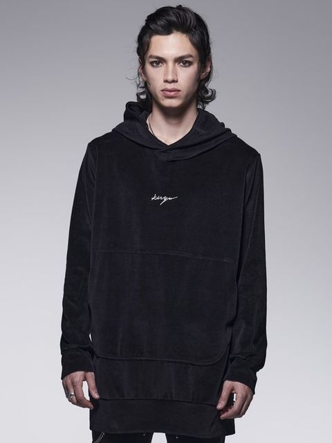 《予約品》 Hoodie / ベロアジャージフーディー刺繍入り / ブラック 【kiryuyrik】 11月以降入荷予定