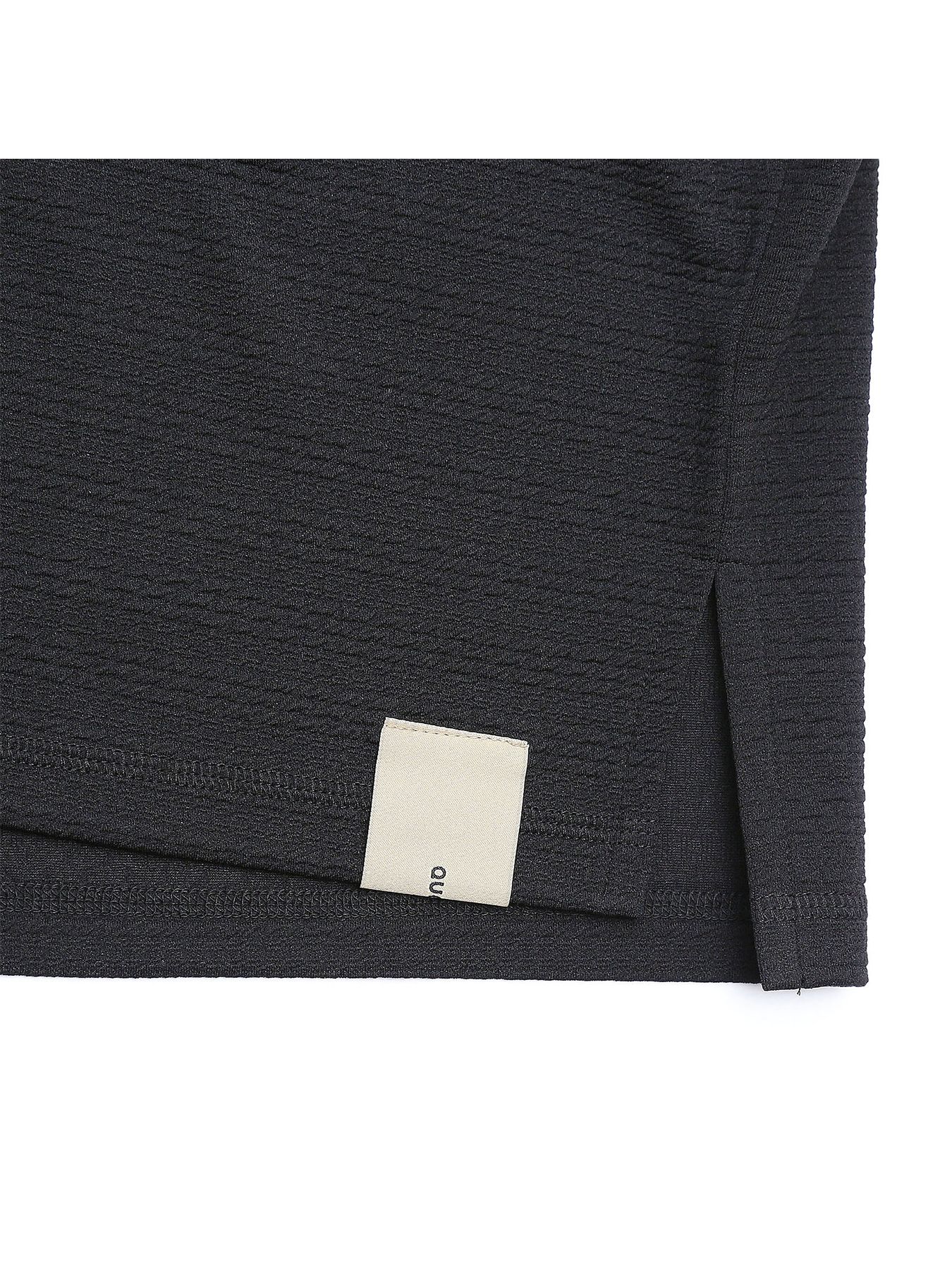 KNIT-BORDER CUTSEW / ニットボーダーカットソー / ブラック【QUOLT】